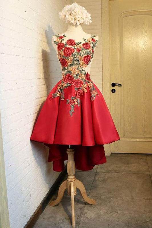 Fancy Red Applique Cassandra Lace Homecoming Dresses Short Dress Red CD1812