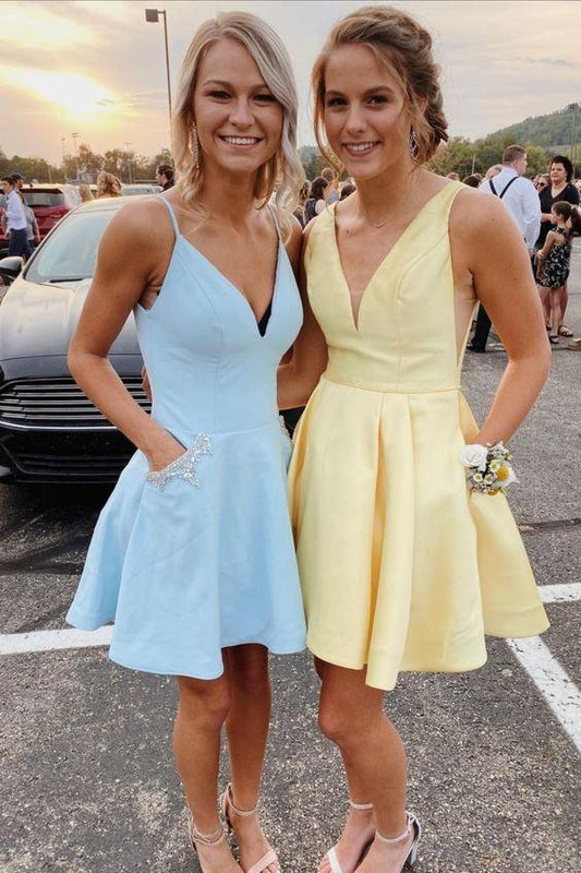 A-Line Homecoming Dresses Ashleigh Short Yellow CD18194