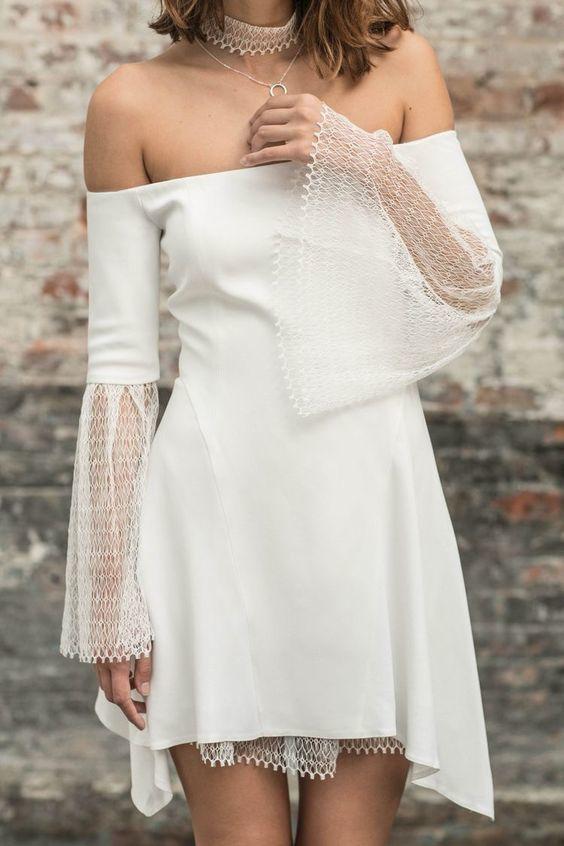 White With Short Homecoming Dresses Nayeli Lace CD18461