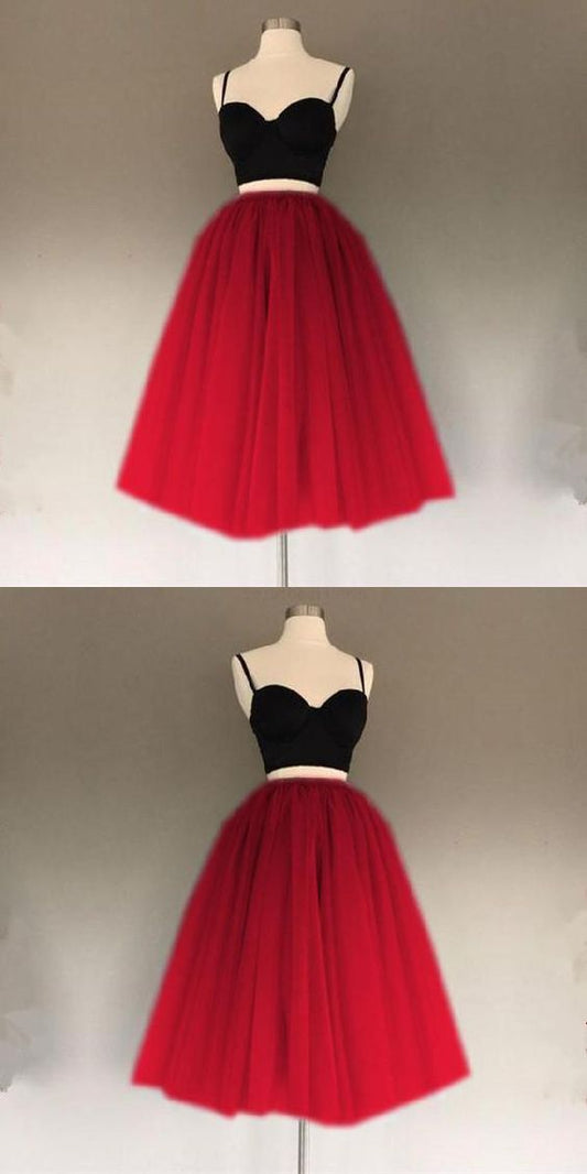 Custom Made Splendid Short Two Piece Short Tulle A Line Mina Homecoming Dresses Gowns CD1868