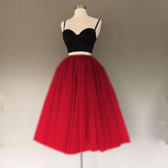 Custom Made Splendid Short Two Piece Short Tulle A Line Mina Homecoming Dresses Gowns CD1868