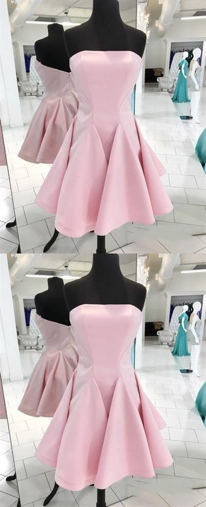 Strapless Backless Pink Esmeralda Homecoming Dresses Cocktail A Line Dresses CD1946