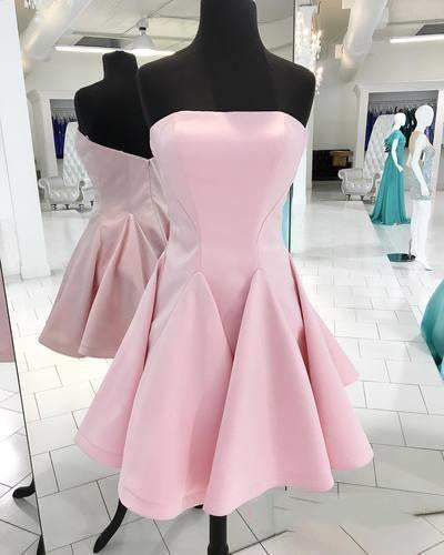 Strapless Backless Pink Esmeralda Homecoming Dresses Cocktail A Line Dresses CD1946