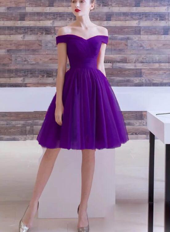 OFF SHOULDER PURPLE TULLE Homecoming Dresses Zoe CD20249