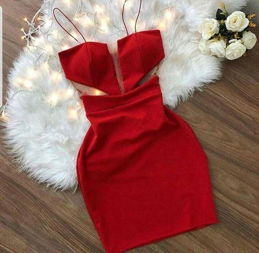 Red Spaghetti Homecoming Dresses Taliyah Strap Short CD22125