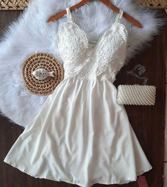 White Party Dress Short Homecoming Dresses Lena CD22126