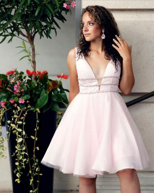 New Arrival V-Neck A-Line Cheap Rachel Homecoming Dresses CD22371