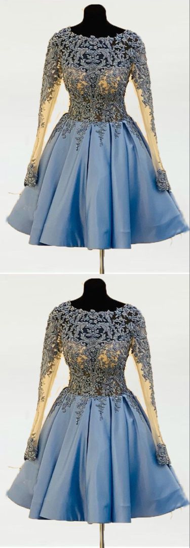 Homecoming Dresses Annabella Blue With Sleeves CD22504
