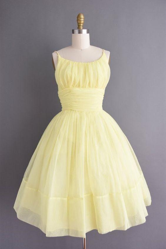 Vintage Kirsten Homecoming Dresses Chiffon Short Yellow CD22693