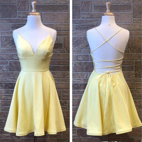 Yellow Short Party Dress Keyla Homecoming Dresses CD22747