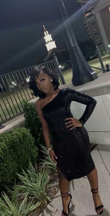 Alexandra Homecoming Dresses One Shoulder Black Short CD22821