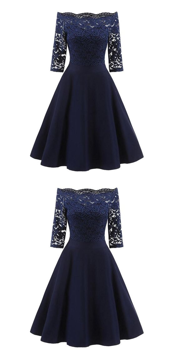 Perfect Navy Blue Off The Shoulder Homecoming Dresses Rylee CD23148