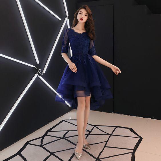 Dark Cassandra Lace Homecoming Dresses Blue Short CD23167