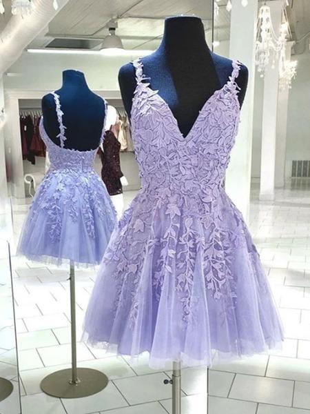 Lace Caylee Homecoming Dresses Purple Formal CD23220