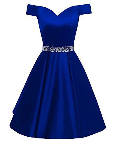 Backless Beaded Dress A Line Cocktail Satin Royal Blue Homecoming Dresses Val CD23327