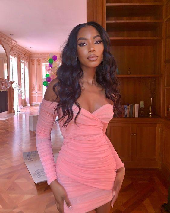 Long Sleeves Short Pink Hortensia Homecoming Dresses CD23471