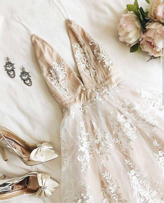 A Line Homecoming Dresses Lace Cocktail Marian Dress With CD23490