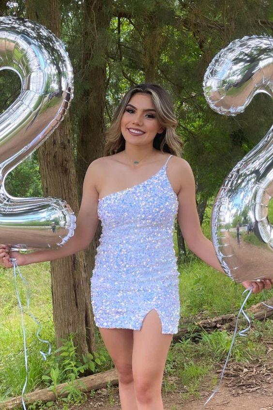 One Shoulder Sydnee Homecoming Dresses Tight CD23729