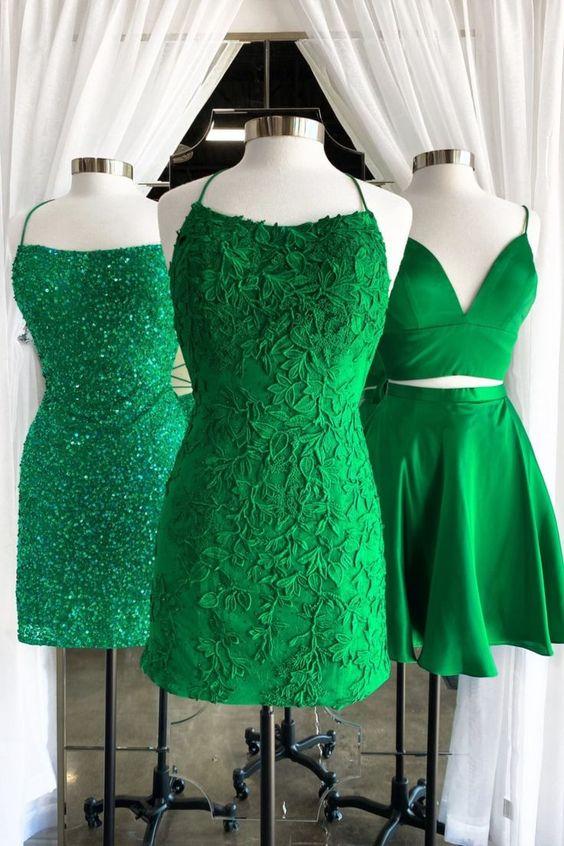 Sasha Homecoming Dresses Short Green CD24024