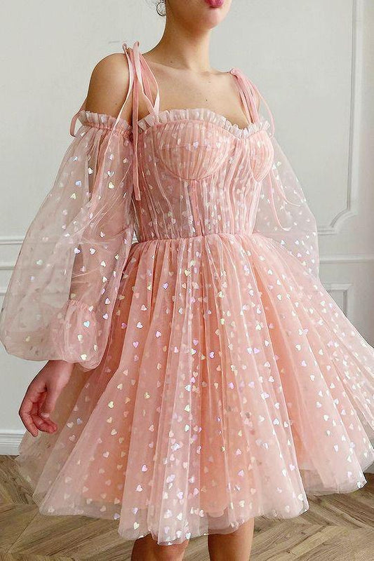 Pink Sandy Homecoming Dresses Tulle Sweetheart CD24248
