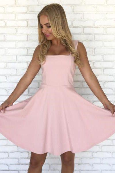 Simple Short Pink Annalise Homecoming Dresses CD24599