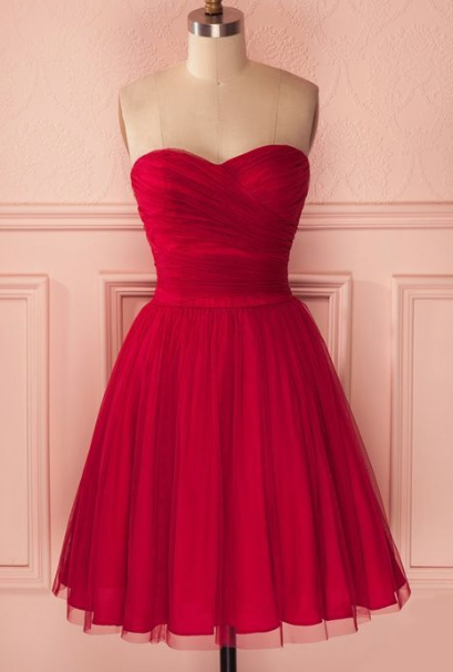 Red Sweetheart Ruches Short Fashion Sexy Ellen Homecoming Dresses Party Dress Custom Made Evening Dress CD2715