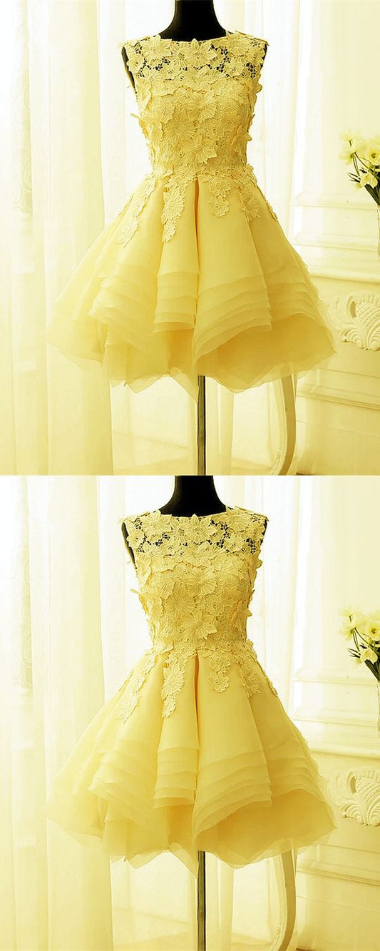 Yellow Short Dresses Semi Dania Homecoming Dresses Cocktail Formal Dresses Short Dress CD2732