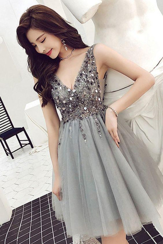 Sparkle V Neck Short Setlla Homecoming Dresses 2024 Party Dresses CD2981