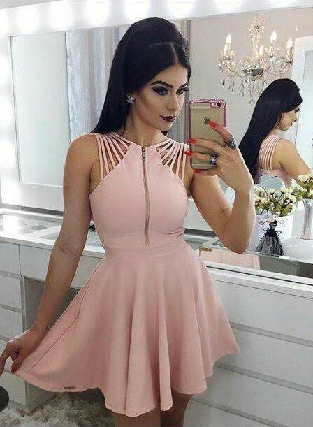 Short Simple Gowns Homecoming Dresses Pink Regina Fashion Dresses CD303