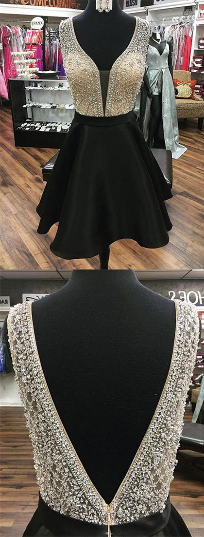 Homecoming Dresses Marissa Black Short With Beading CD3143