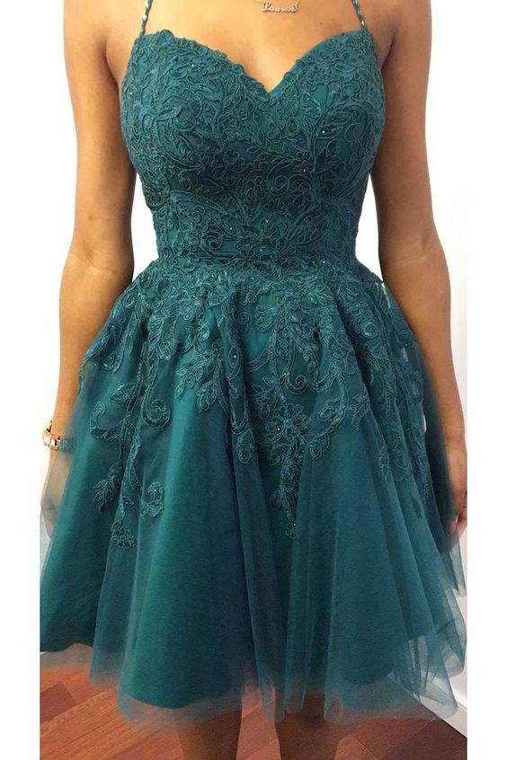 Homecoming Dresses Nadine Halter Dark Green Short CD3317