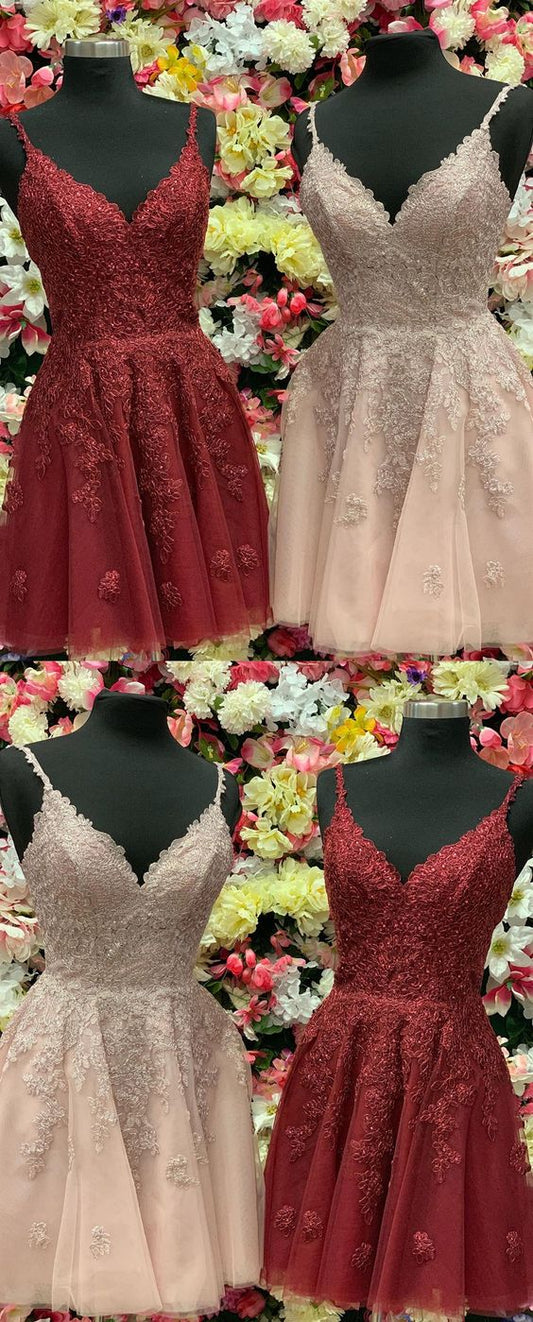 Champagne Short Modest Burgundy Lace Homecoming Dresses Toni Short Dresses CD3606