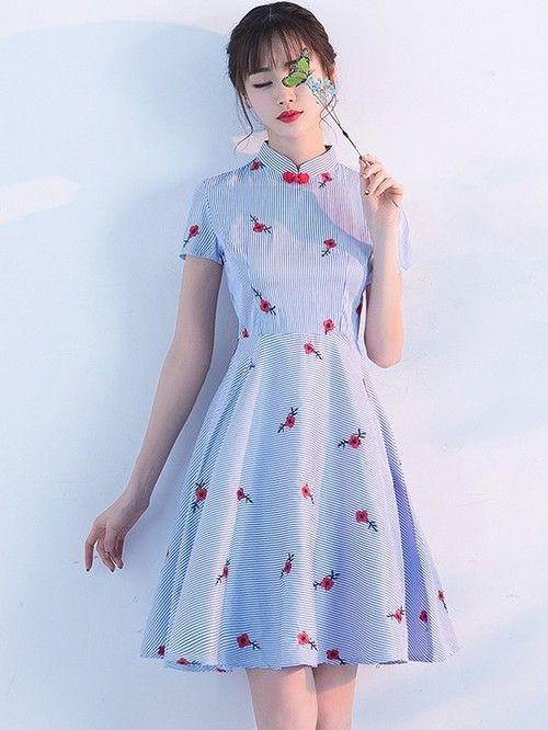 Simple A-Line Blue Amelie Homecoming Dresses CD3695