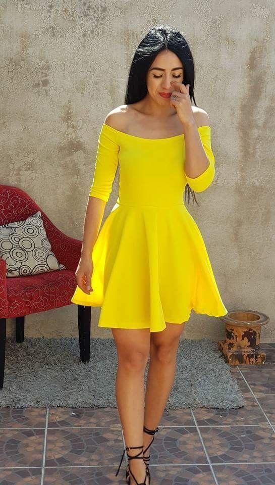 Yellow Mya Homecoming Dresses With Half Sleeve CD3763