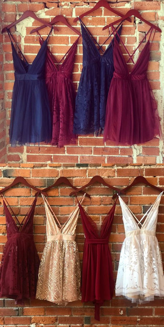 Cheap Short Burgundy Rosalind Lace Homecoming Dresses CD3903