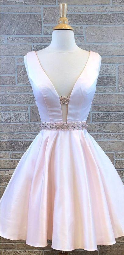 Princess Short A-Line With Nita Homecoming Dresses Pink Satin Beaeded Belt CD3935