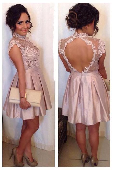 Sleeveless High Neck Homecoming Dresses Isabela Lace CD3949