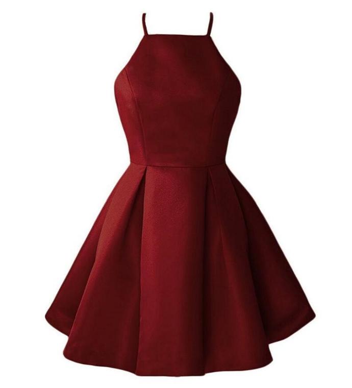 Homecoming Dresses Satin Aubrie Dark Red Halter New 2024 CD4059