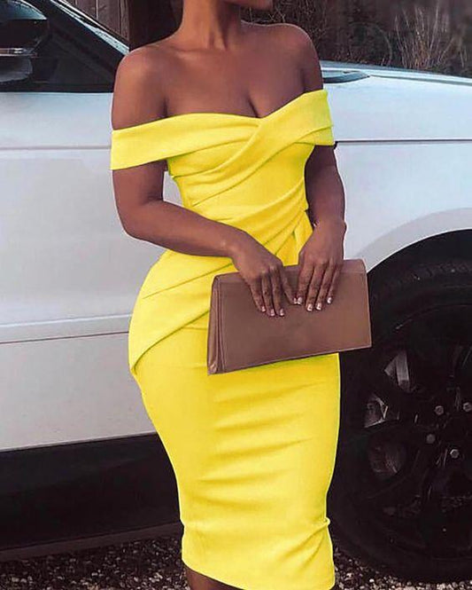 Anna Homecoming Dresses Yellow Short Off Shoulder CD4086