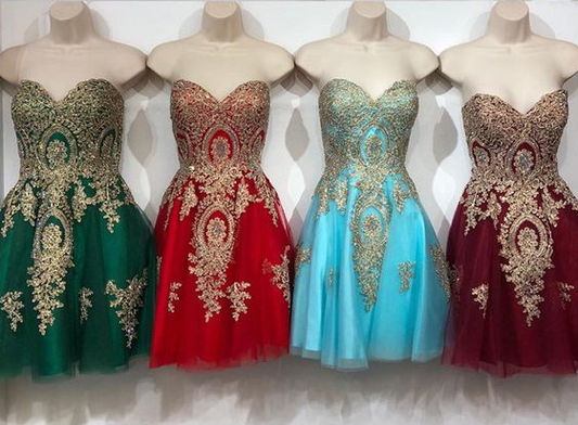 Gold Embroidery Sweetheart Lace Lena Homecoming Dresses Cocktail Tulle Dress 2024 Short CD4288