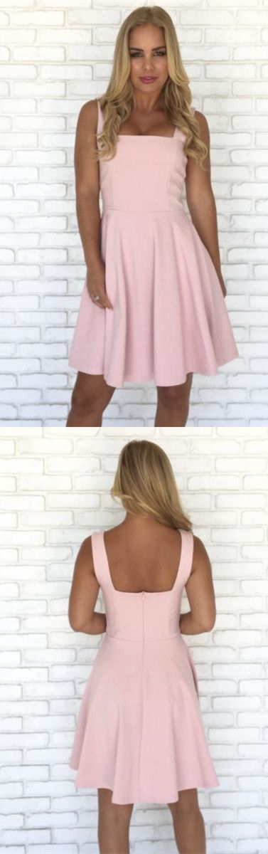 Jazmyn Satin Homecoming Dresses Pink Short Backless CD4310