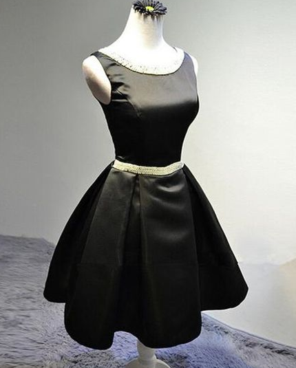 Black Sleeveless Beaded Homecoming Dresses A Line Cocktail Lucia Short Dress CD4332