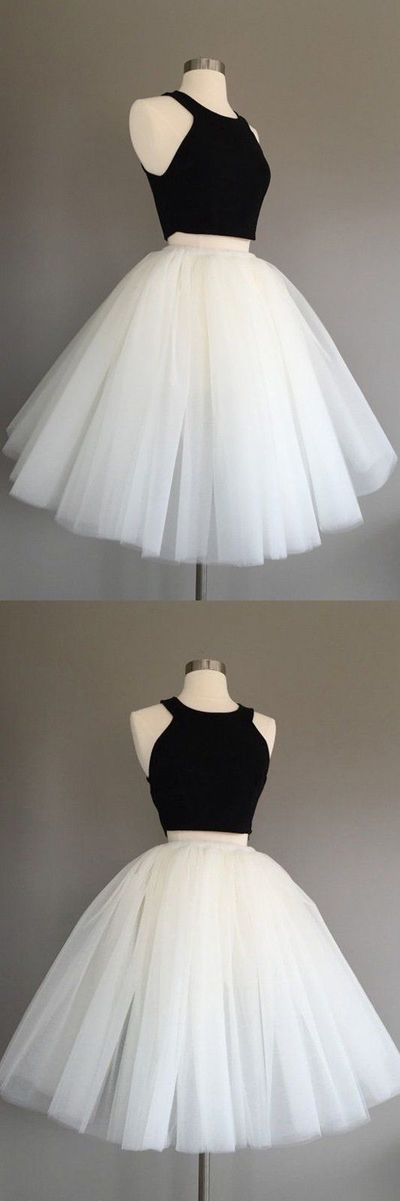 Black Two Pieces Talia Homecoming Dresses And White Cute Party Dresses CD434