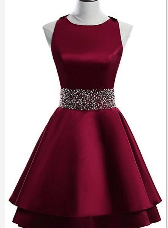 Dark Celia Satin Homecoming Dresses Red Elegant CD4494