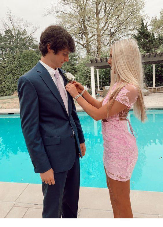 Marisa Lace Homecoming Dresses Pink CD4570