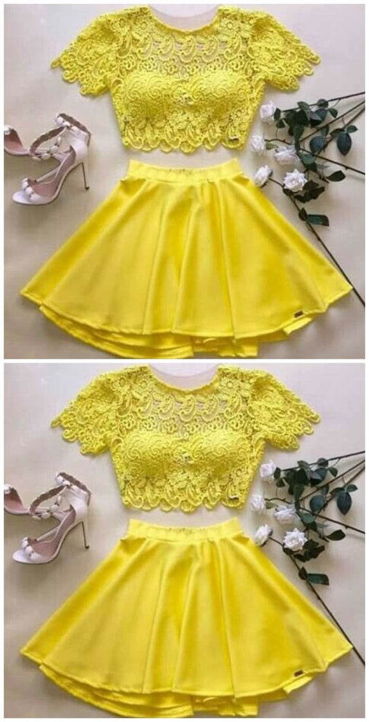 Yellow Two Homecoming Dresses Aleah Piece CD4809