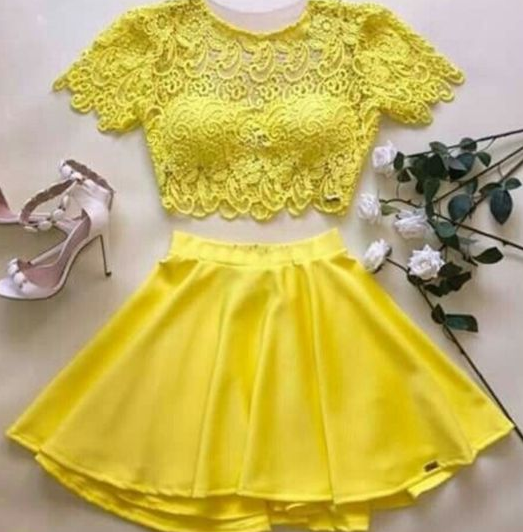 Yellow Two Homecoming Dresses Aleah Piece CD4809