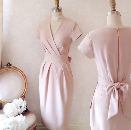 A-Line Short Party Dress Pink Kit Homecoming Dresses Short Sleeves CD4905