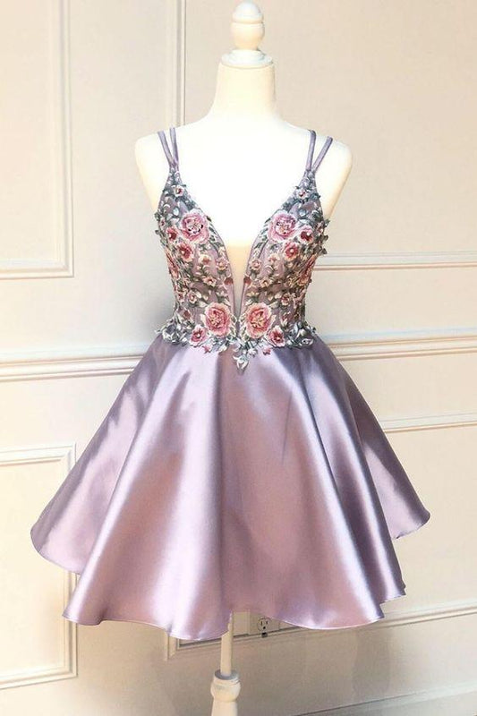 Shot With Cristal Pink Homecoming Dresses Floral Embroidery 2024 CD5224