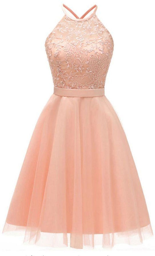 Women Dress Plus Size Eden Homecoming Dresses Lace Cocktail Halter-Neck Short Sexy Short CD5908